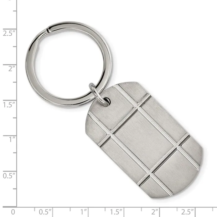 Chisel Stainless Steel Brushed Grooved Key Ring TreasureFineJewelers Rings