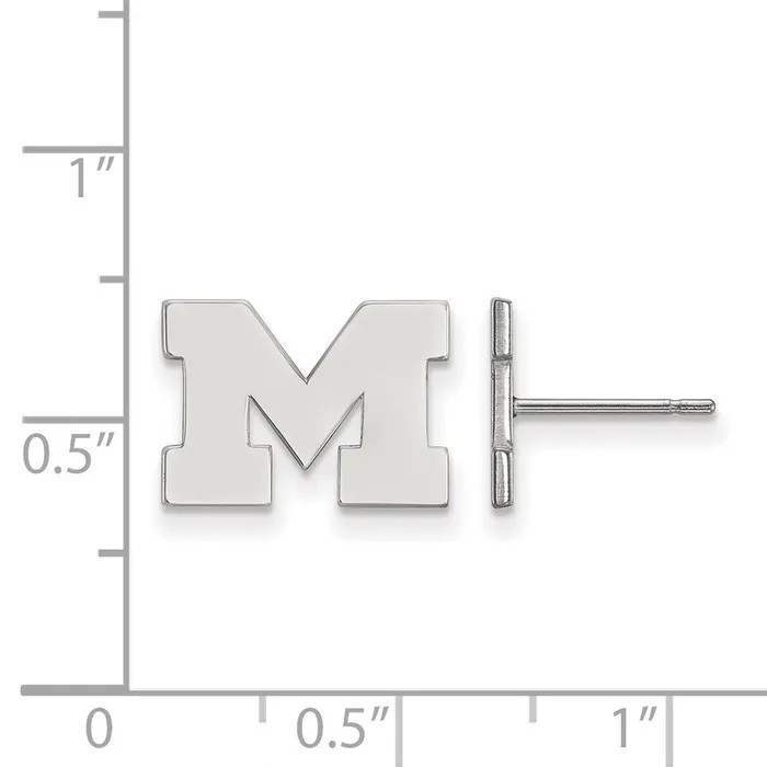 Earrings 14K White Gold Michigan Univeristy Of XS Post Earrings TreasureFineJewelers