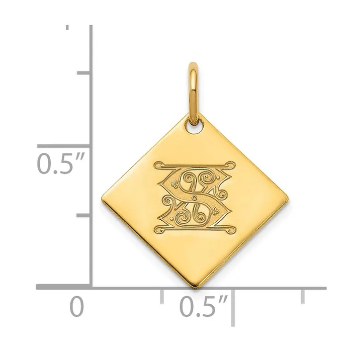 Earrings TreasureFineJewelers Sterling Silver Polished Gold Plated Gold Letter S Initial Charm