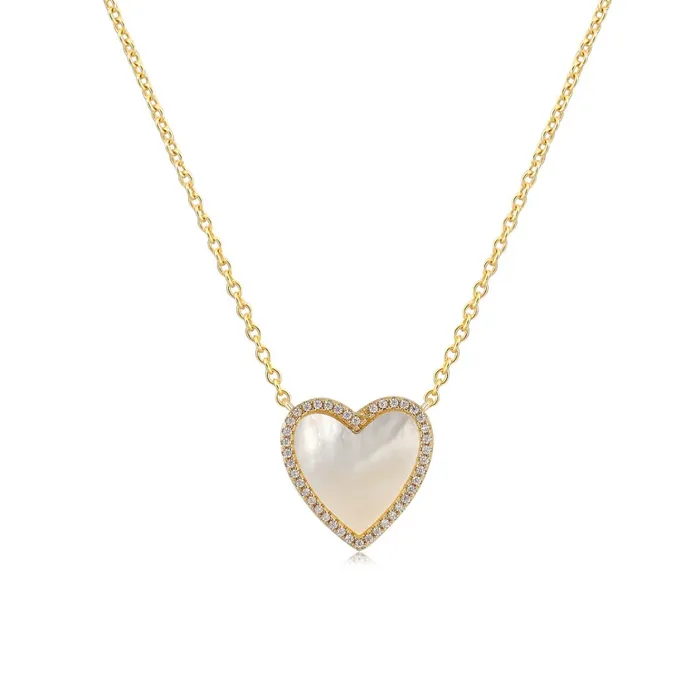 Necklaces Mother of pearl with cz border pendant Perfect Piercing
