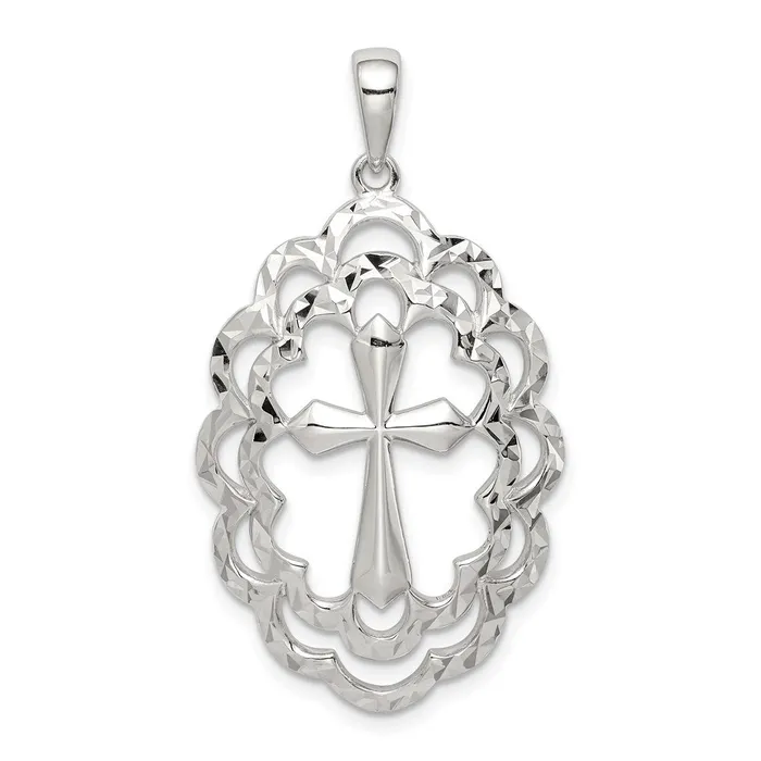 Necklaces Sterling Silver Diamondcut Cross Pendant TreasureFineJewelers