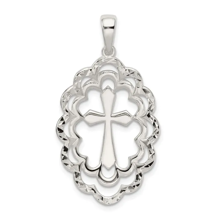Necklaces Sterling Silver Diamondcut Cross Pendant TreasureFineJewelers