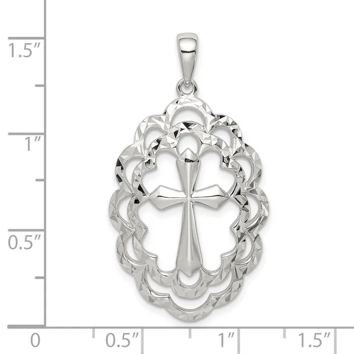 Necklaces Sterling Silver Diamondcut Cross Pendant TreasureFineJewelers