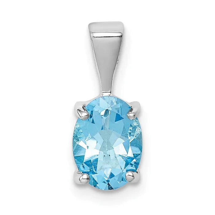 Necklaces Sterling Silver Rhodium Light Swiss Blue Topaz Pendant TreasureFineJewelers