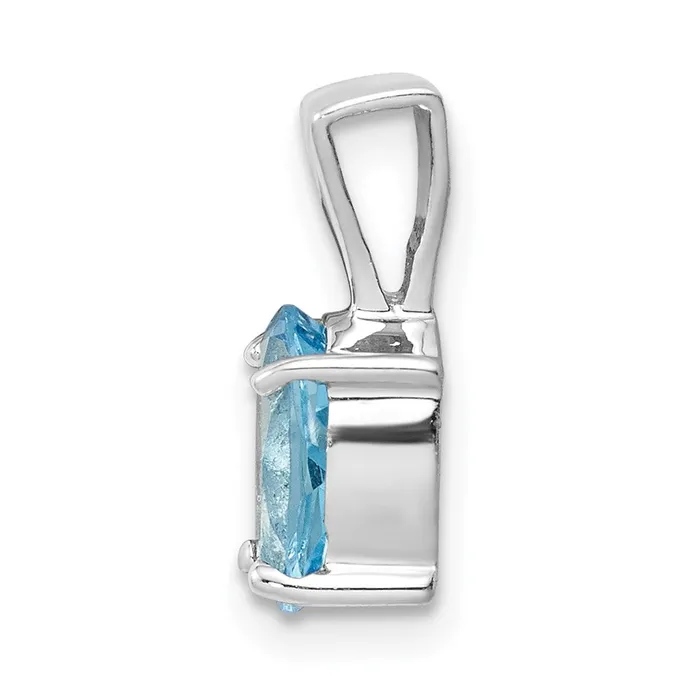 Necklaces Sterling Silver Rhodium Light Swiss Blue Topaz Pendant TreasureFineJewelers