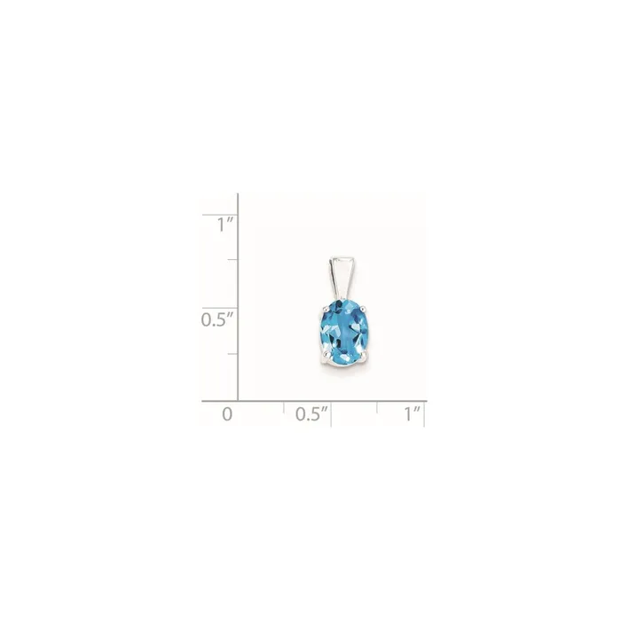 Necklaces Sterling Silver Rhodium Light Swiss Blue Topaz Pendant TreasureFineJewelers