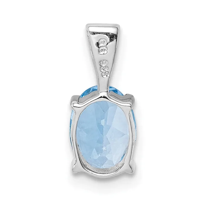 Necklaces Sterling Silver Rhodium Light Swiss Blue Topaz Pendant TreasureFineJewelers