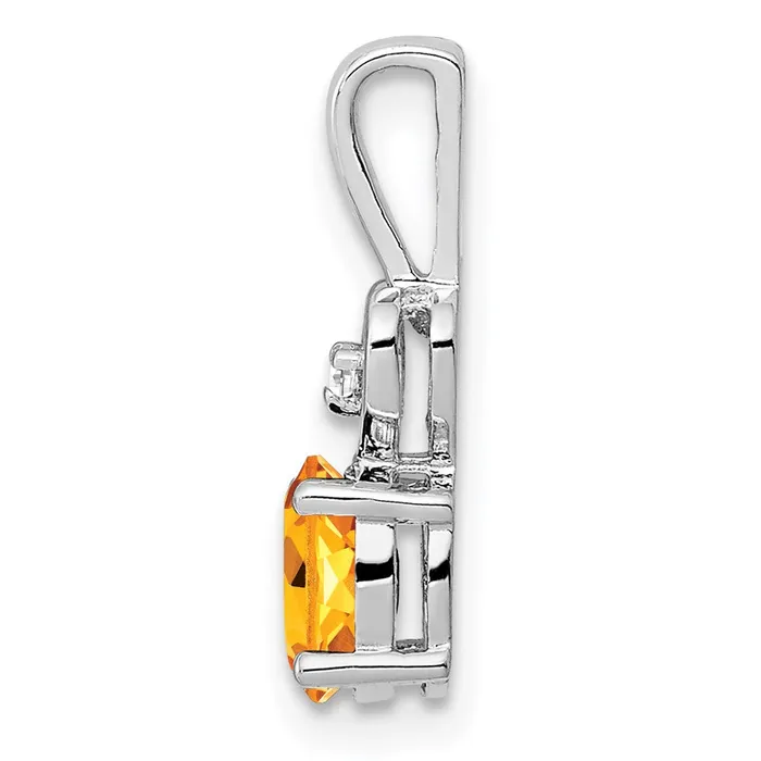 Necklaces Sterling Silver Rhodiumplated Citrine Diam Pendant TreasureFineJewelers