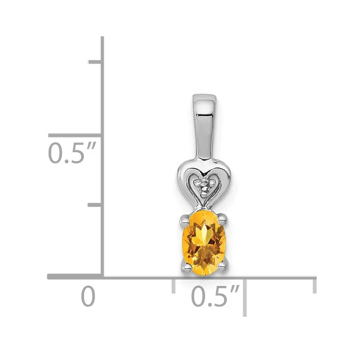 Necklaces Sterling Silver Rhodiumplated Citrine Diam Pendant TreasureFineJewelers