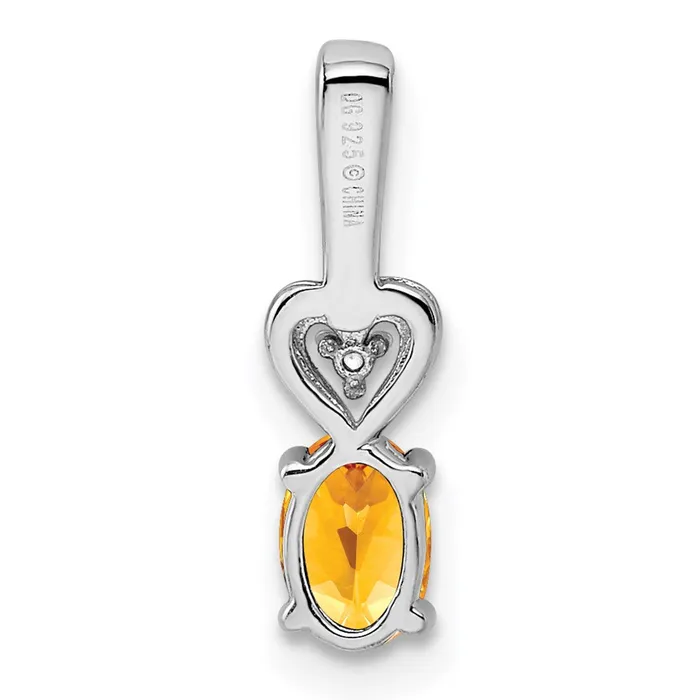 Necklaces Sterling Silver Rhodiumplated Citrine Diam Pendant TreasureFineJewelers