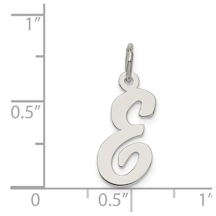 Necklaces Sterling Silver Rhodiumplated Script Letter E Initial Charm TreasureFineJewelers