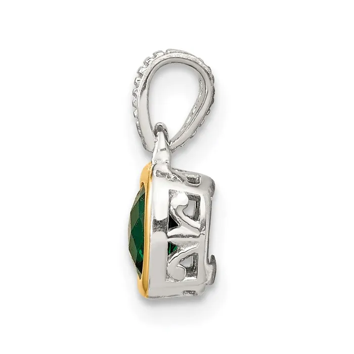Necklaces Sterling Silver w 14K Accent Created Emerald Pendant TreasureFineJewelers