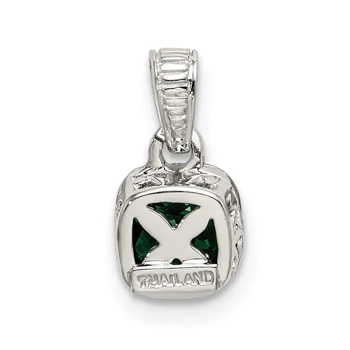 Necklaces Sterling Silver w 14K Accent Created Emerald Pendant TreasureFineJewelers