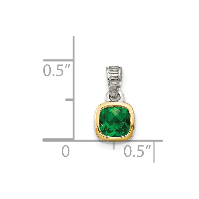 Necklaces Sterling Silver w 14K Accent Created Emerald Pendant TreasureFineJewelers