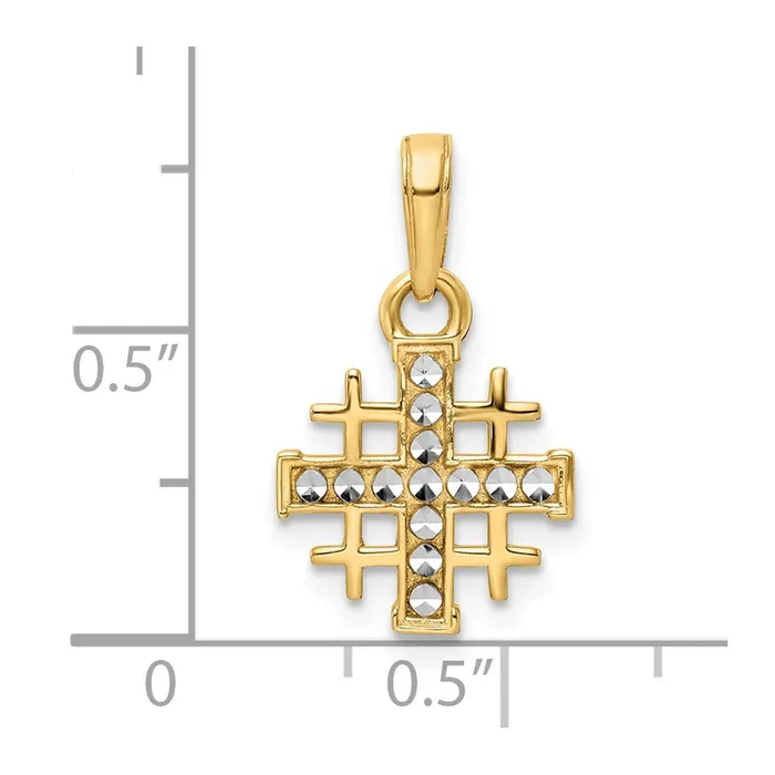 Necklaces TreasureFineJewelers 14K wRhodium DC Jerusalem Cross Pendant