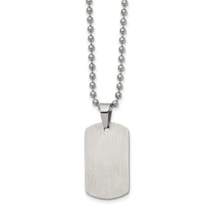 Necklaces TreasureFineJewelers Chisel Stainless Steel Brushed and Polished Reversible Dog Tag on a 22 inch Ball Chain Necklace