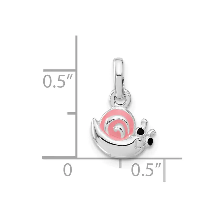 Necklaces TreasureFineJewelers Sterling Silver Pink Enamel Snail Kids Pendant