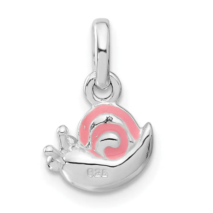 Necklaces TreasureFineJewelers Sterling Silver Pink Enamel Snail Kids Pendant