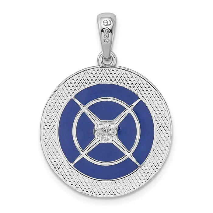 Necklaces TreasureFineJewelers Sterling Silver Polished Enameled Large Compass Pendant