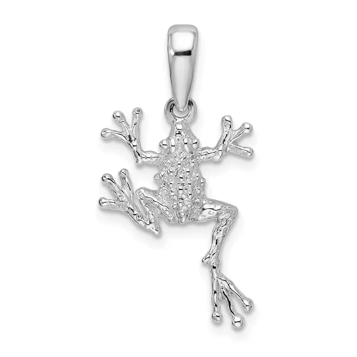 Necklaces TreasureFineJewelers Sterling Silver Polished Jumping Frog Pendant