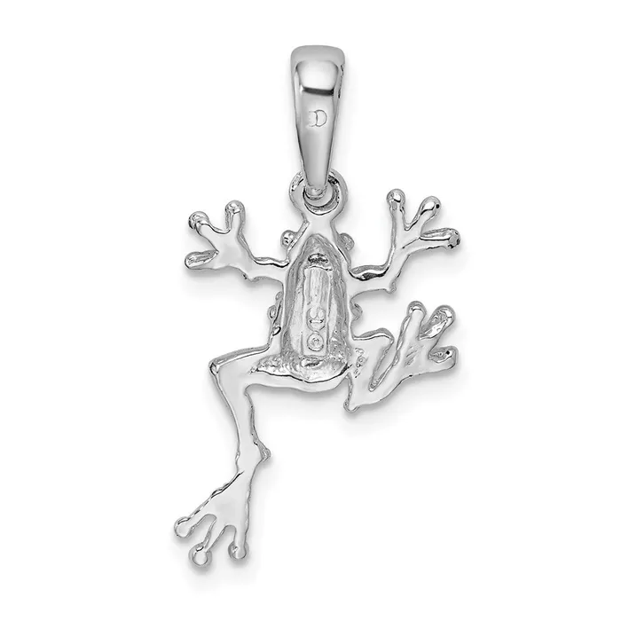 Necklaces TreasureFineJewelers Sterling Silver Polished Jumping Frog Pendant