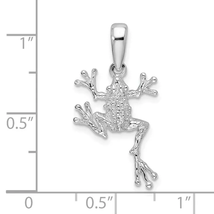 Necklaces TreasureFineJewelers Sterling Silver Polished Jumping Frog Pendant