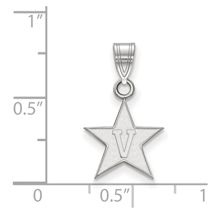 Necklaces TreasureFineJewelers Sterling Silver Rhplated Vanderbilt University Small Pendant