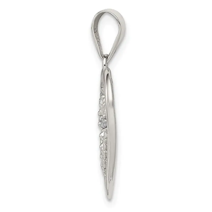 Necklaces TreasureFineJewelers Sterling Silver Rhodiumplated Polished CZ Double Heart Pendant