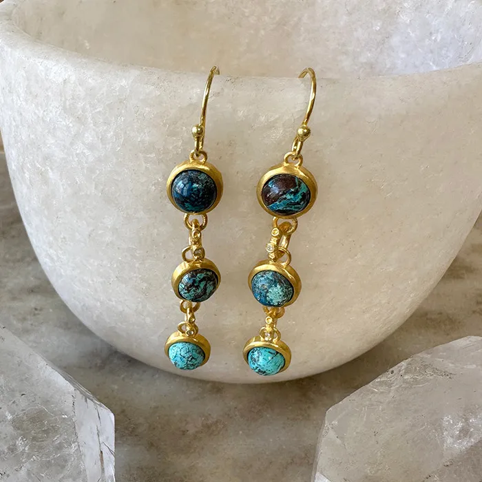 Neila Chrysocolla Drop Earrings Robindira Unsworth Earrings