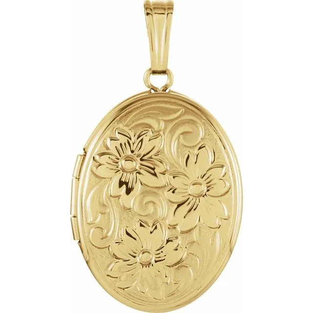 PreStyled Sets TreasureFineJewelers 14K Yellow Gold Oval Locket