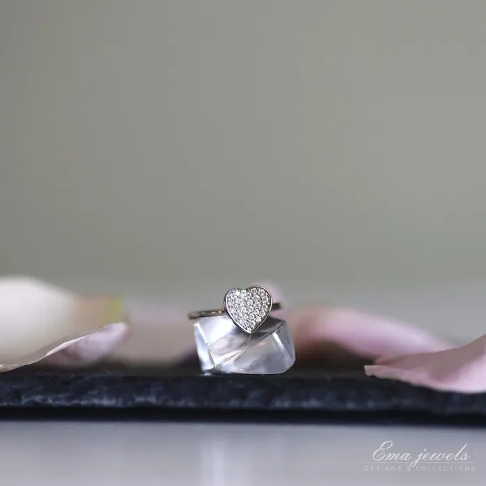 Rings Charis Heart Shaped Crystal Sterling Silver Ring Ema Jewels