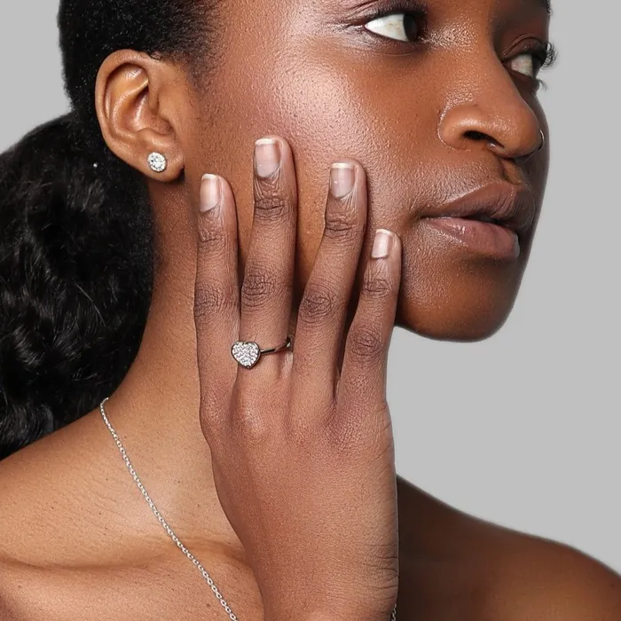 Rings Charis Heart Shaped Crystal Sterling Silver Ring Ema Jewels