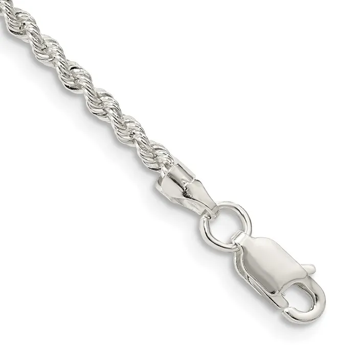Rings Sterling Silver 23mm Solid Rope Chain Anklet TreasureFineJewelers