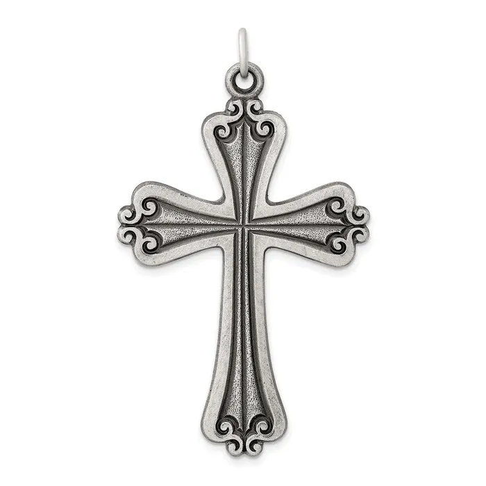 Rings Sterling Silver Antiqued Cross Charm TreasureFineJewelers
