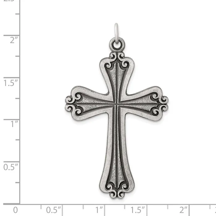 Rings Sterling Silver Antiqued Cross Charm TreasureFineJewelers