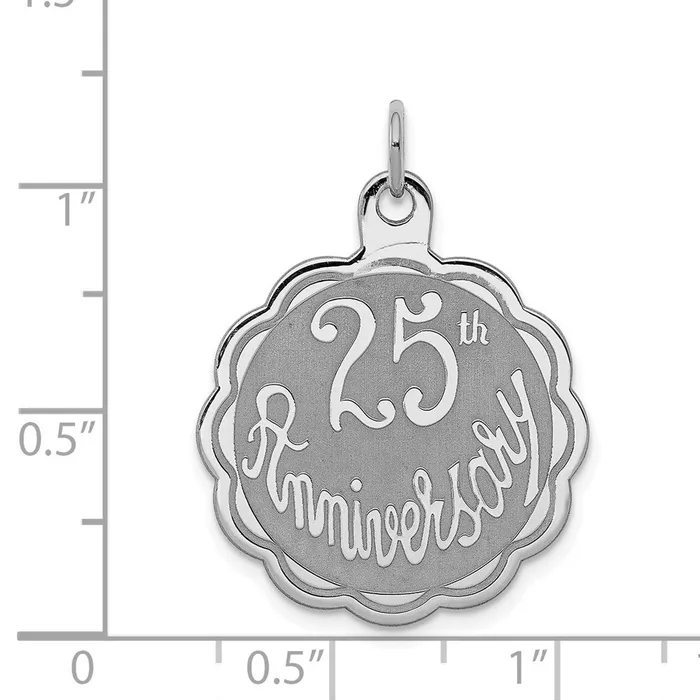 Rings Sterling Silver Rhodiumplated 25th Anniversary Disc Charm TreasureFineJewelers