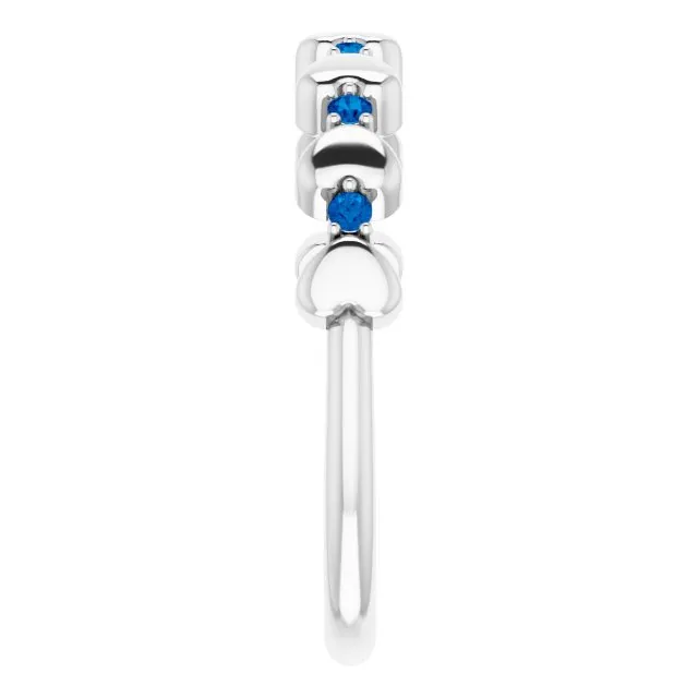 Rings TreasureFineJeweler Platinum Natural Blue Sapphire Heart Stackable Ring