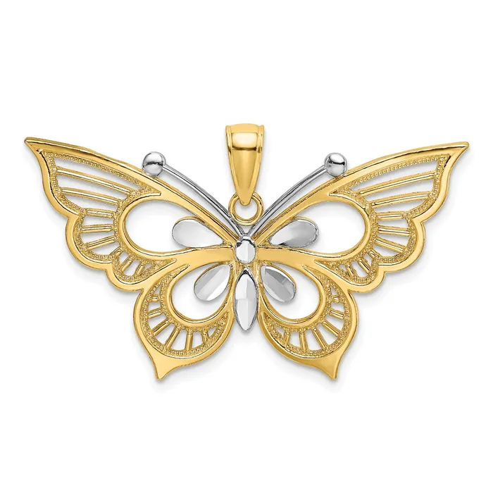 Rings TreasureFineJewelers 14k Twotone Diamondcut Butterfly Charm