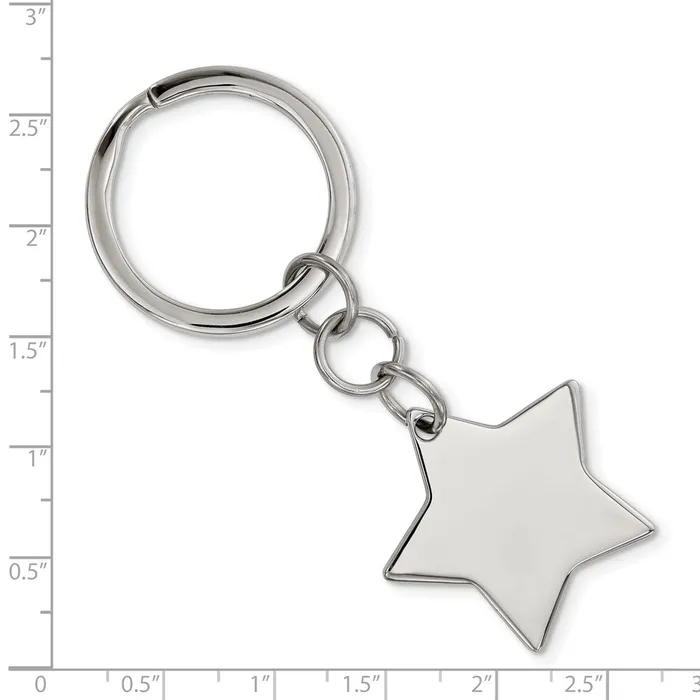 Rings TreasureFineJewelers Chisel Stainless Steel Polished Star Key Ring