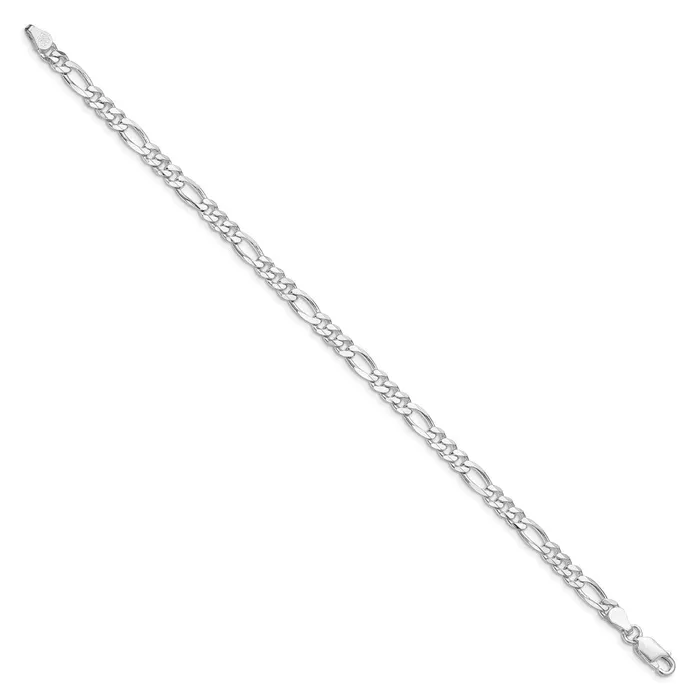 Rings TreasureFineJewelers Sterling Silver Rhodiumplated 45mm Figaro Chain