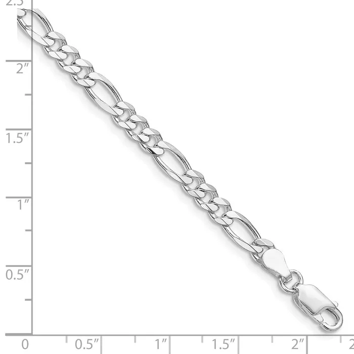 Rings TreasureFineJewelers Sterling Silver Rhodiumplated 45mm Figaro Chain