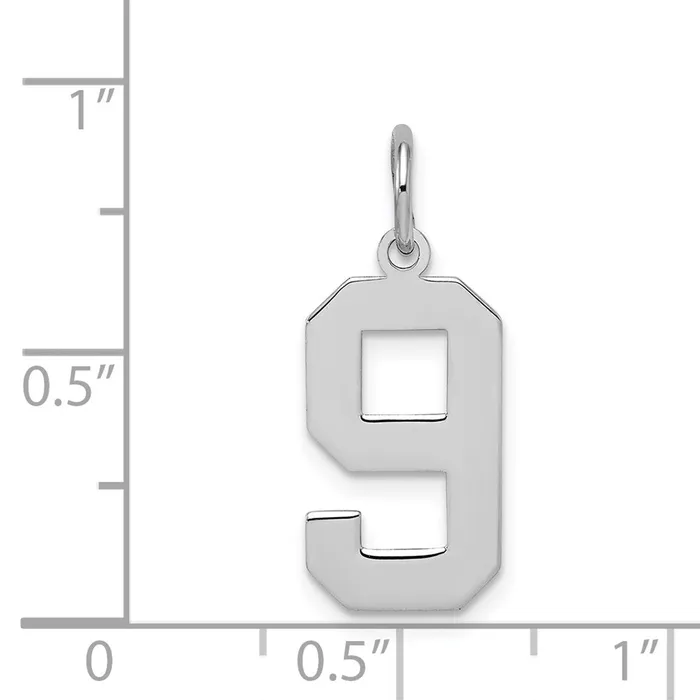 Rings TreasureFineJewelers Sterling SilverRhodiumplated Polished Number 9 Charm