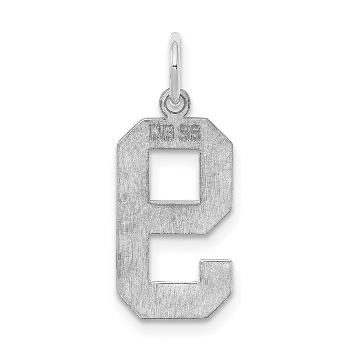 Rings TreasureFineJewelers Sterling SilverRhodiumplated Polished Number 9 Charm