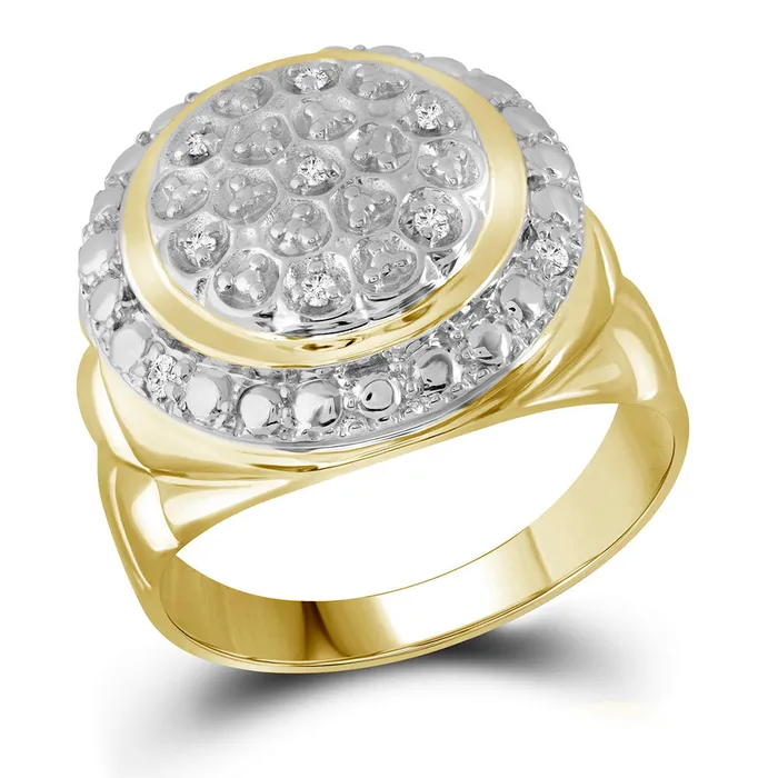 Rings yellow tone sterling silver mens round diamond cluster fashion ring 110 cttw48313 North Arrow Shop