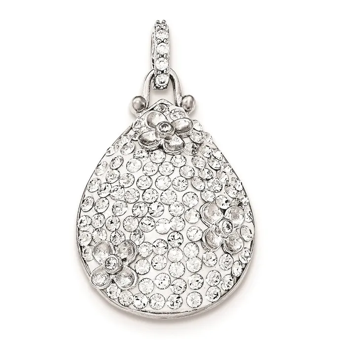 Sterling Silver Polished CZ Crystal Flower Pendant TreasureFineJewelers Necklaces