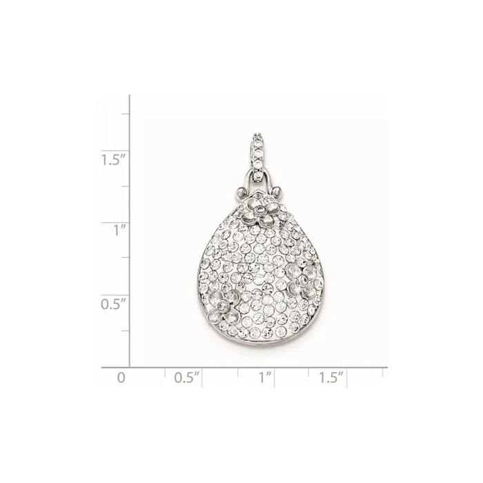 Sterling Silver Polished CZ Crystal Flower Pendant TreasureFineJewelers Necklaces