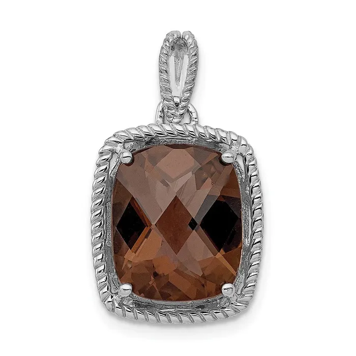 Sterling Silver Rhodiumplated Smoky Quartz Pendant TreasureFineJewelers Necklaces