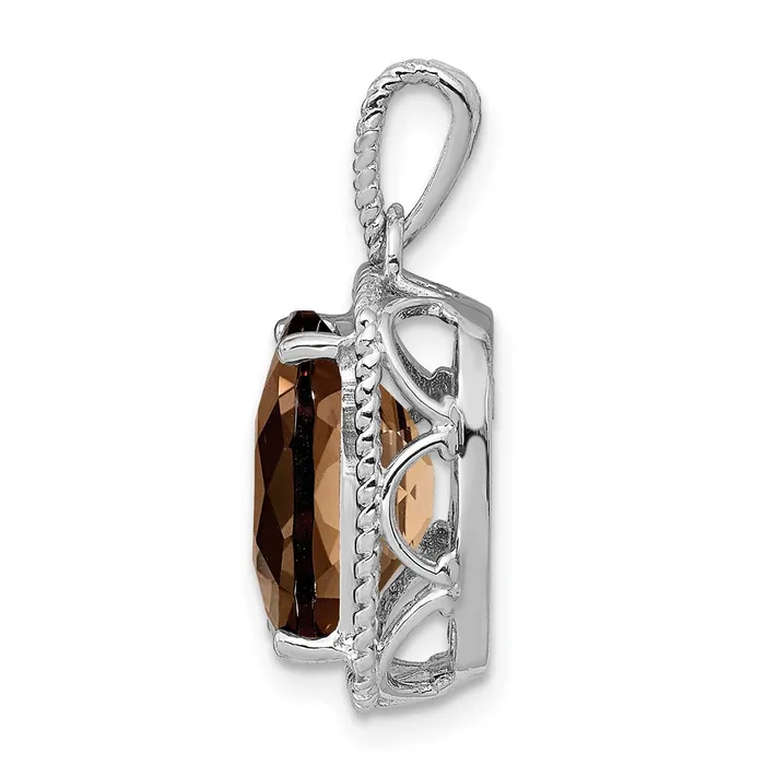 Sterling Silver Rhodiumplated Smoky Quartz Pendant TreasureFineJewelers Necklaces
