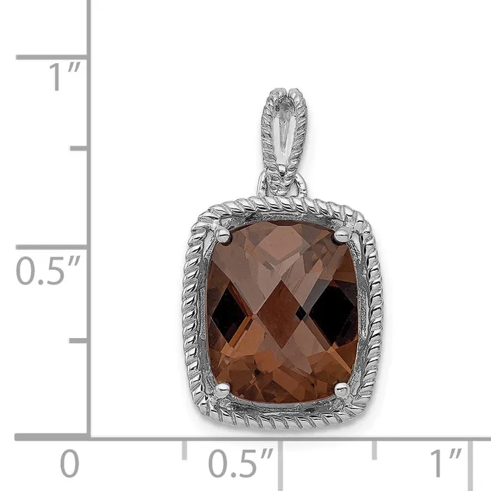 Sterling Silver Rhodiumplated Smoky Quartz Pendant TreasureFineJewelers Necklaces