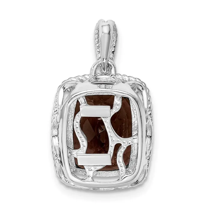 Sterling Silver Rhodiumplated Smoky Quartz Pendant TreasureFineJewelers Necklaces